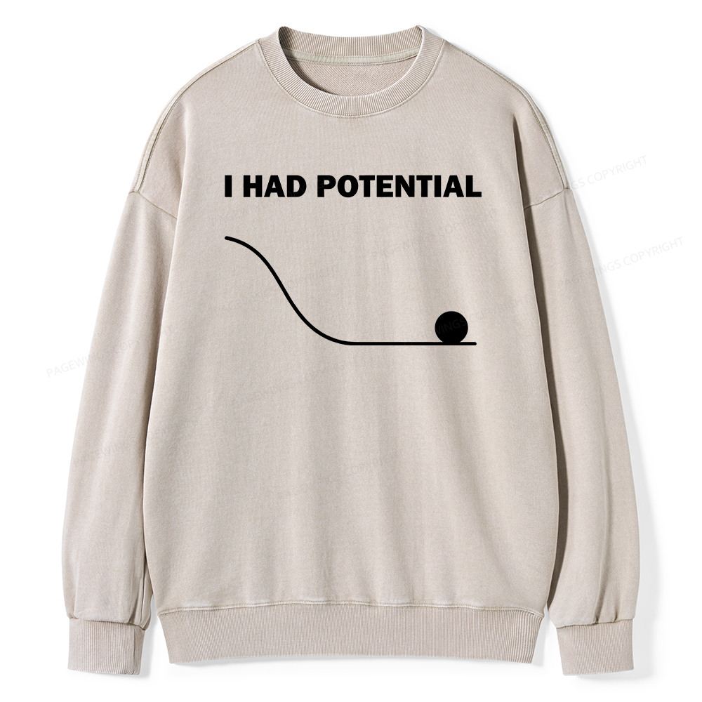 Pagewings I Had Potential Unisex Washed Sweatshirt