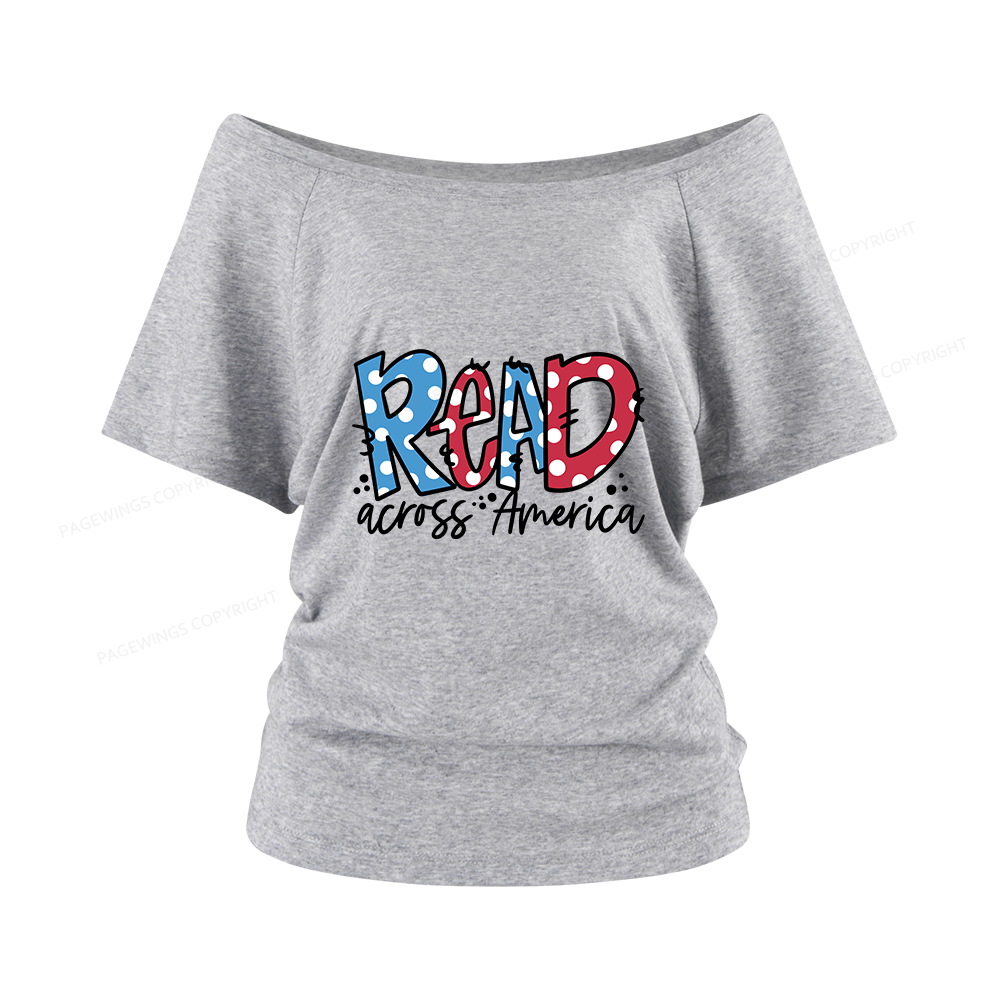 Pagewings Read Across America Women Off Shoulder T-shirts
