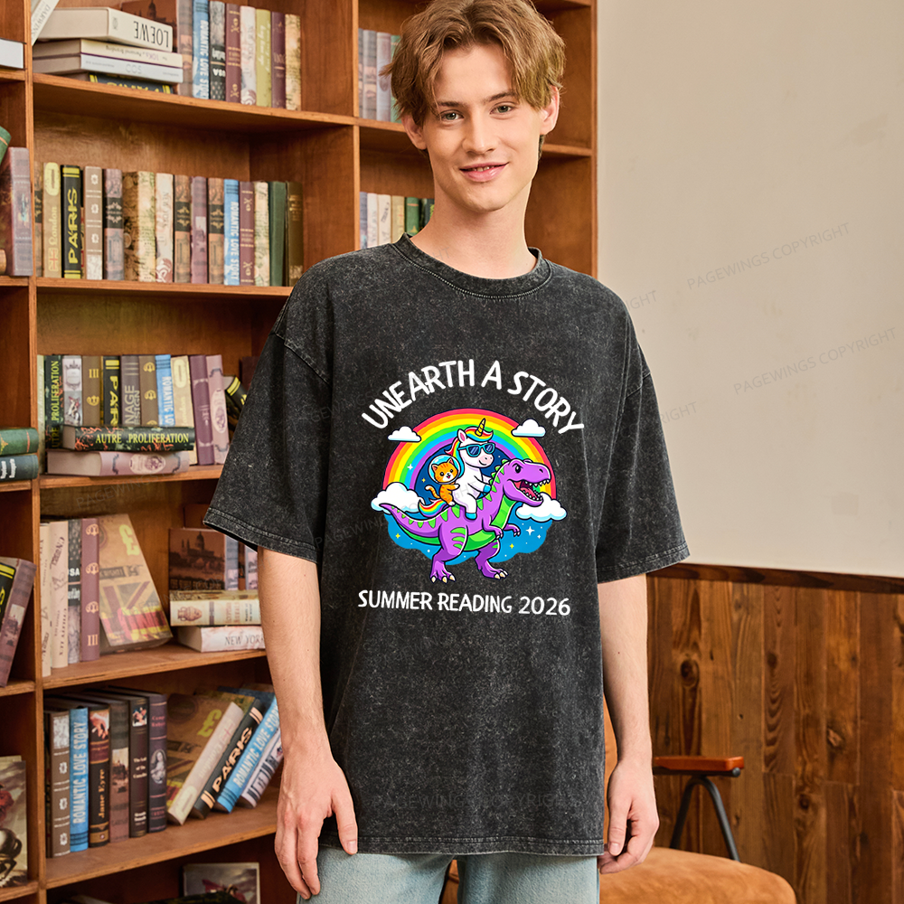 Pagewings Summer Reading Unisex Washed T-shirt