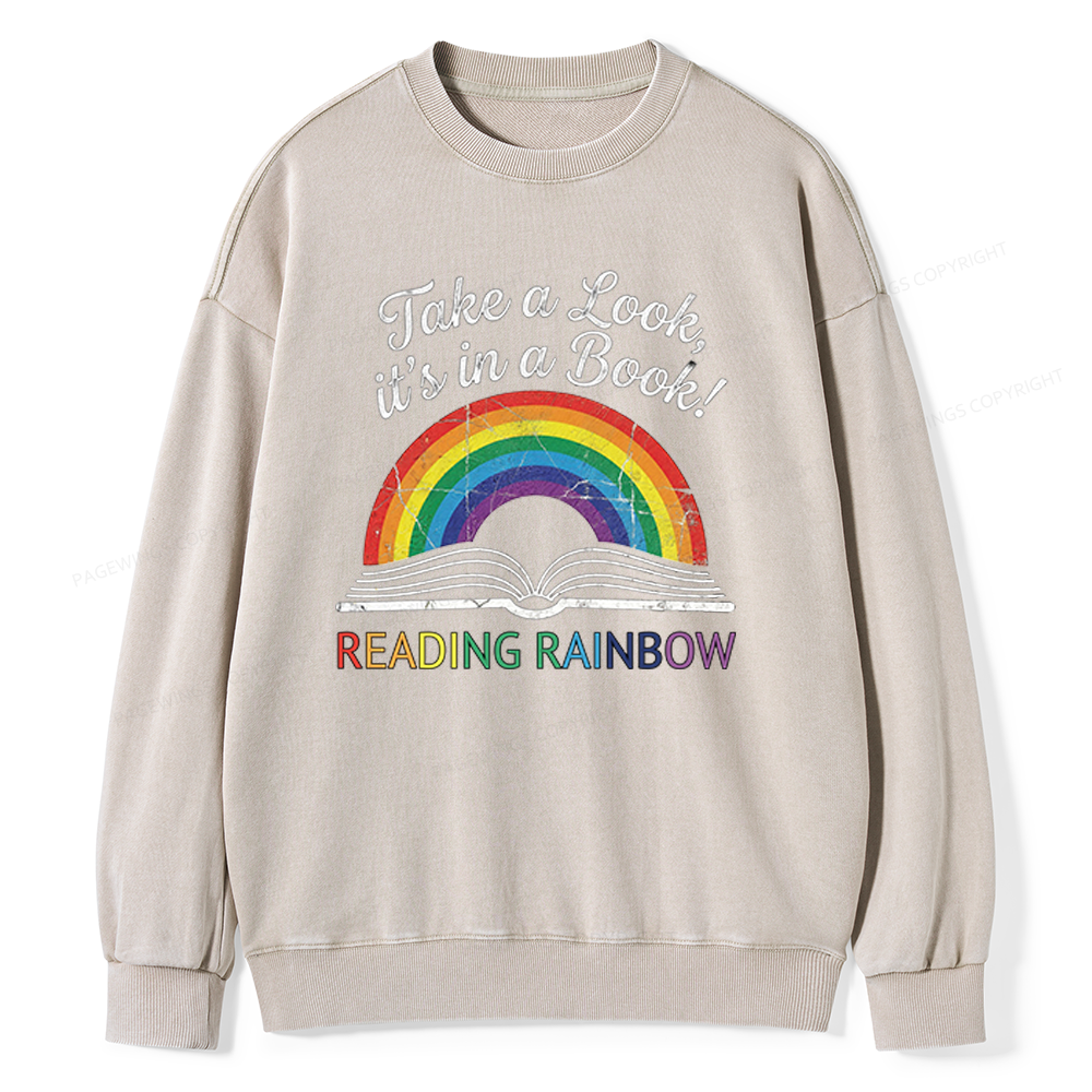 Pagewings Reading Rainbow Unisex Washed Sweatshirt