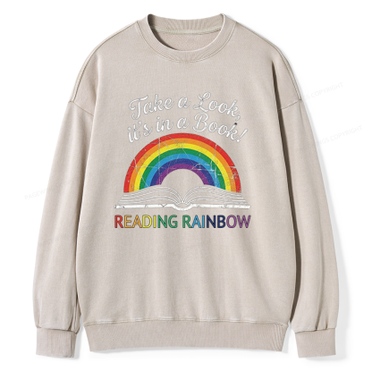 Pagewings Reading Rainbow Unisex Washed Sweatshirt
