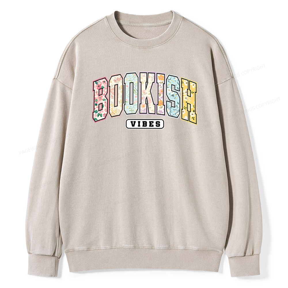 Pagewings Bookish Vibes Unisex Washed Sweatshirt
