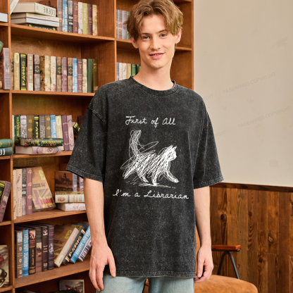 Pagewings First Of All I'm A Librarian Unisex Washed T-shirt