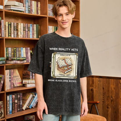 Pagewings Open Books Unisex Washed T-shirt