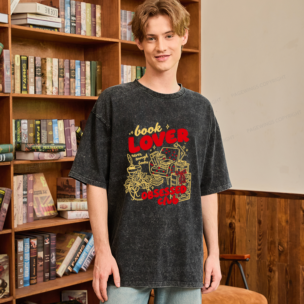 Pagewings Book Lover Obsessed Club Unisex Washed T-shirt