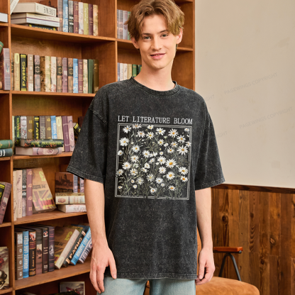 Pagewings Let Literature Bloom Unisex Washed T-shirt