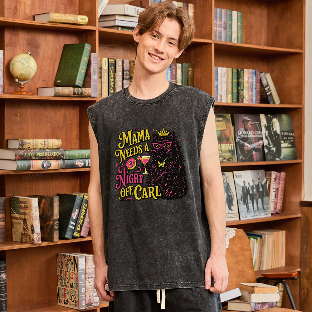 Pagewings Mama Needs A Night Off Unisex Washed Tank Top
