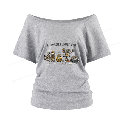 Pagewings After-Hours Library Staff Women Off Shoulder T-shirts