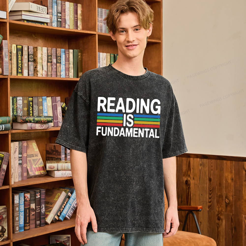 Pagewings Reading Is Fundamental Unisex Washed T-shirt