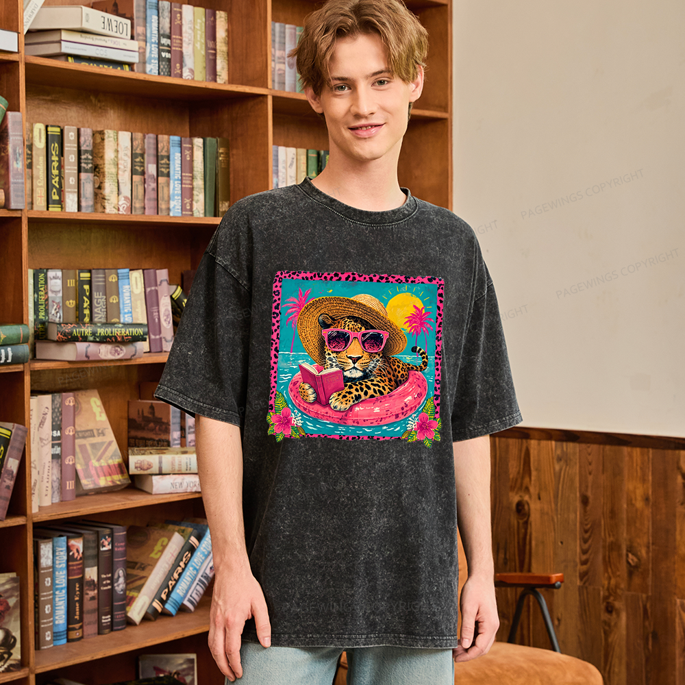 Pagewings Summer Reading Unisex Washed T-shirt