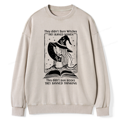 Pagewings They Banned Thinking Unisex Washed Sweatshirt