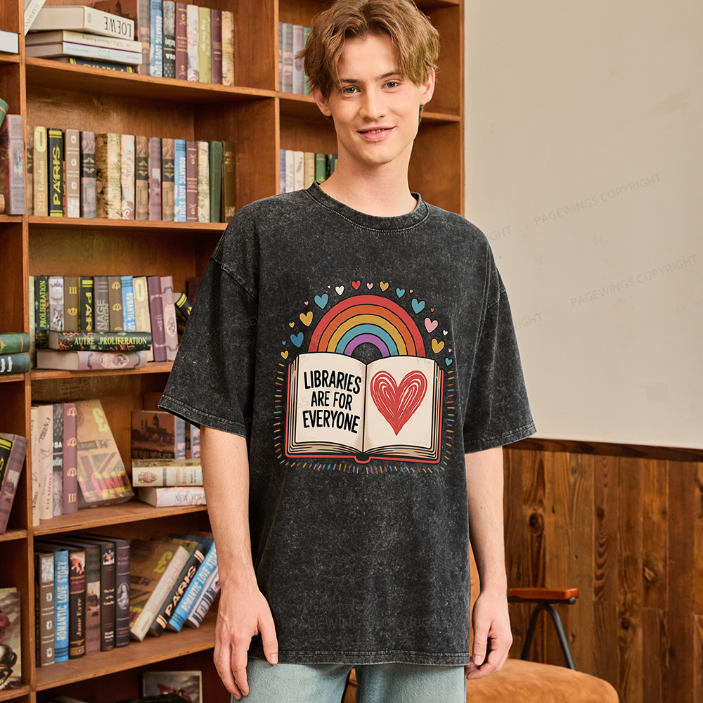 Pagewings Libraries Are For Everyone Unisex Washed T-shirt