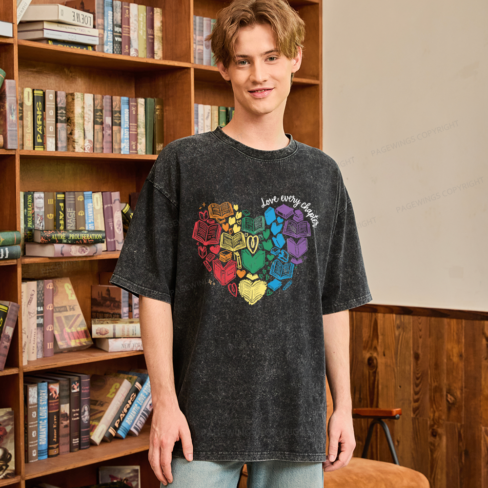 Pagewings Love Every Chapter Unisex Washed T-shirt