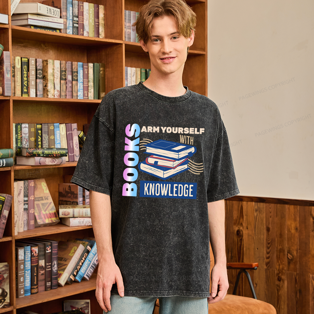 Pagewings Arm Yourself With Knowledge Unisex Washed T-shirt
