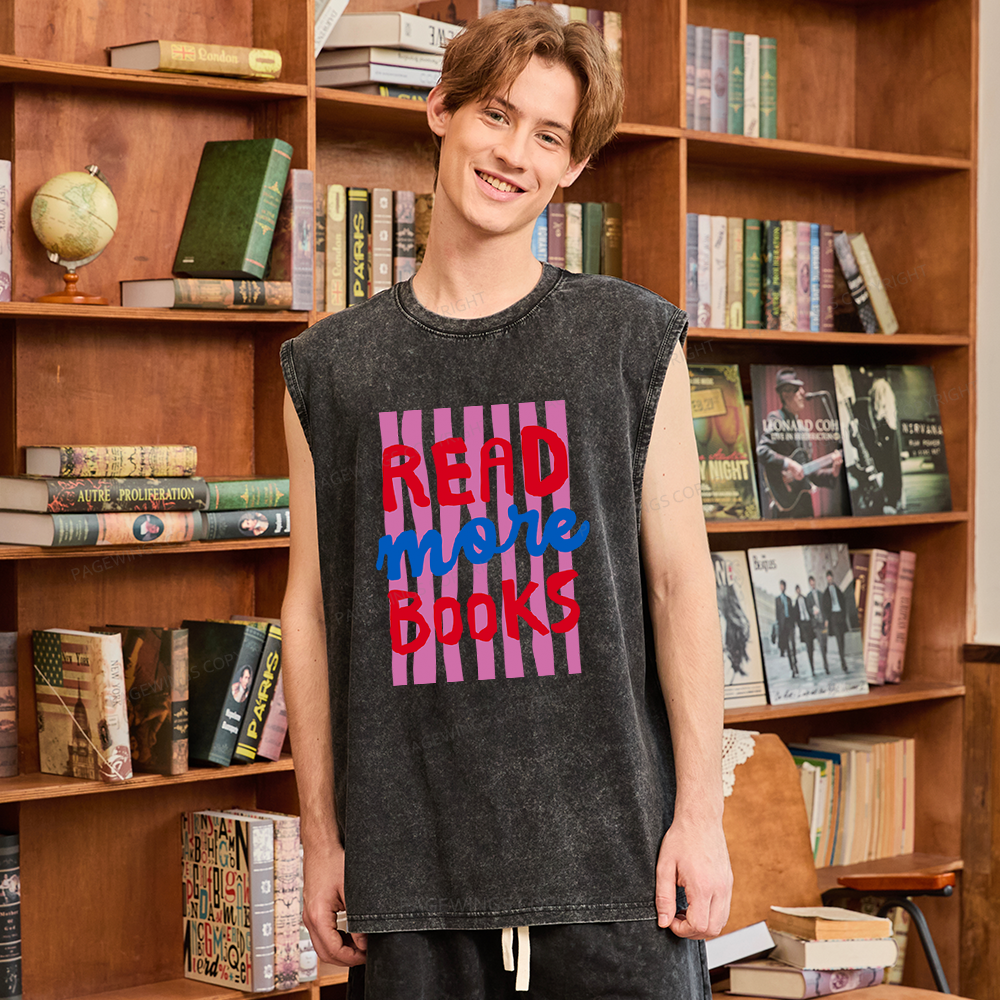 Pagewings Read More Books Unisex Washed Tank Top