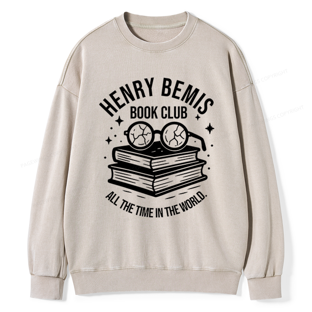 Pagewings Henry Bemis Book Club Unisex Washed Sweatshirt