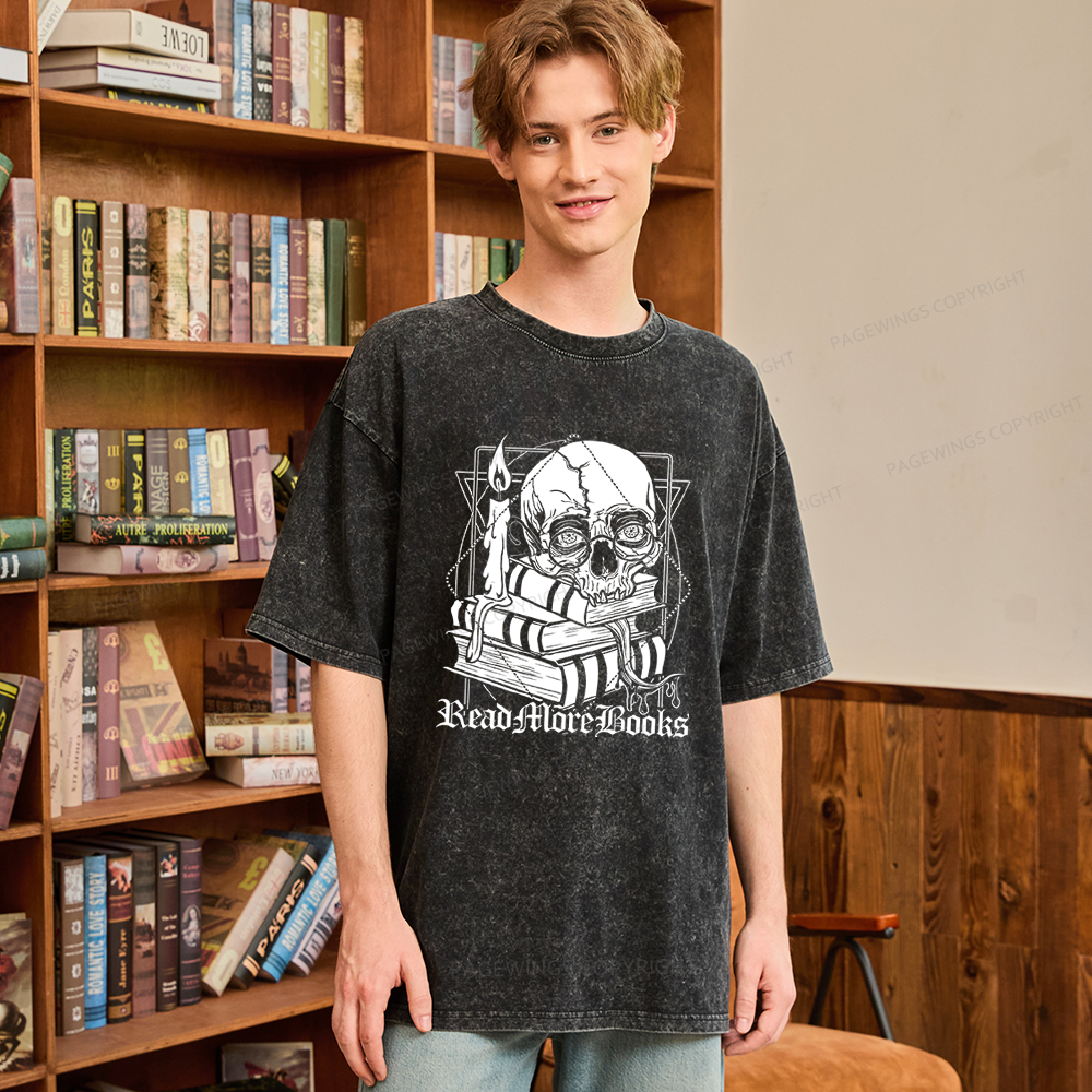 Pagewings Read More Books Unisex Washed T-shirt