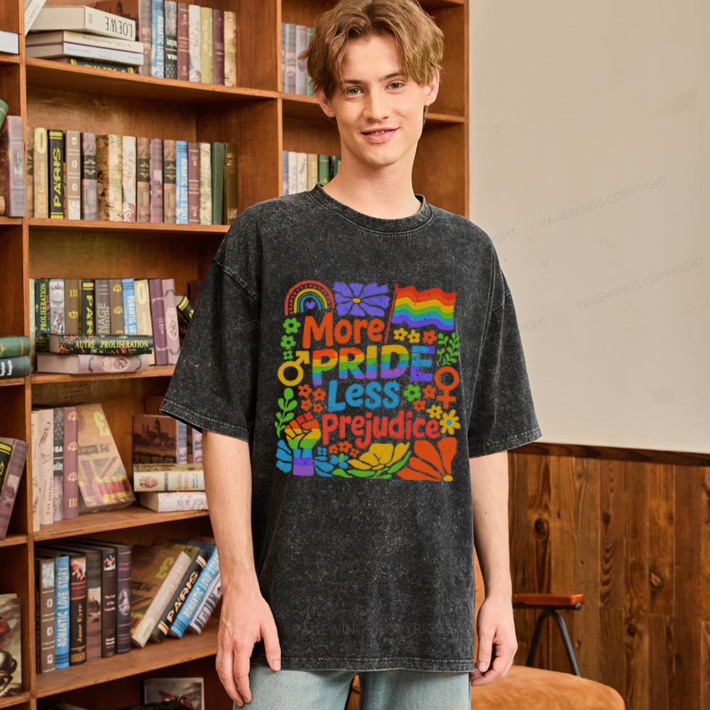 Pagewings More Pride Less Prejudice Unisex Washed T-shirt