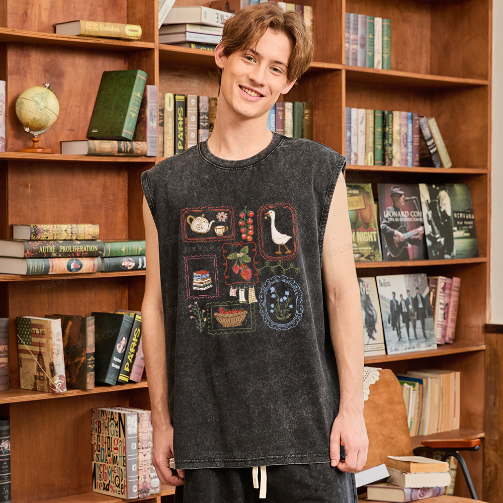 Pagewings Book Lover Unisex Washed Tank Top