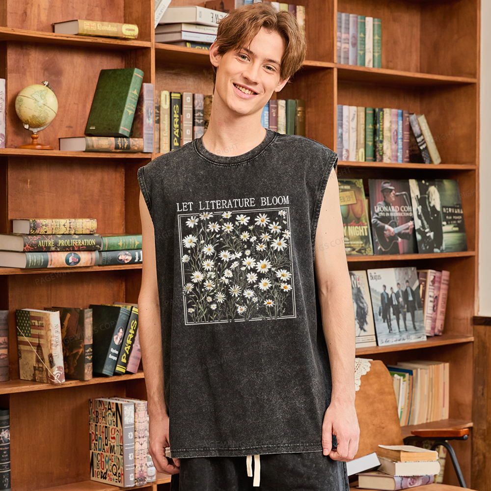 Pagewings Let Literature Bloom Unisex Washed Tank Top