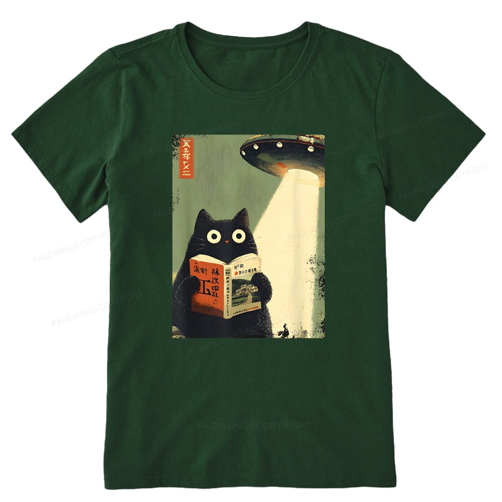 Pagewings Vintage Japanese Cat Book Lovers Unisex Classic T-shirt