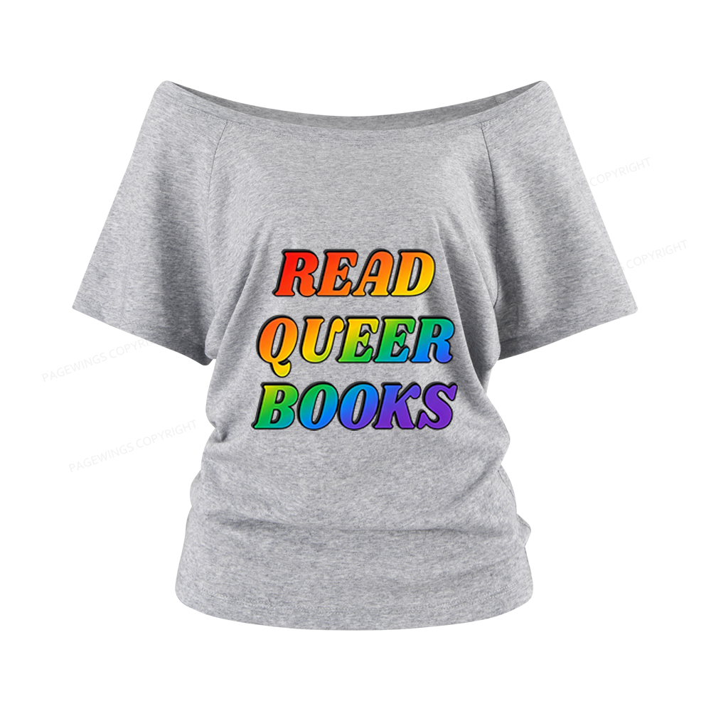 Pagewings Queer Books Women Off Shoulder T-shirts