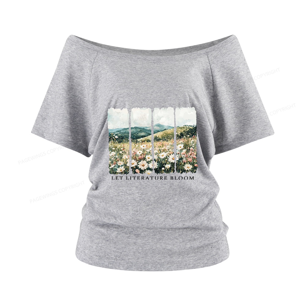 Pagewings Let Literature Bloom Women Off Shoulder T-shirts