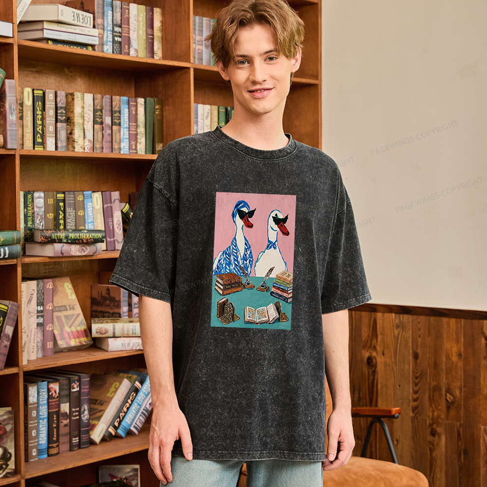 Pagewings Duck Book Club Unisex Washed T-shirt