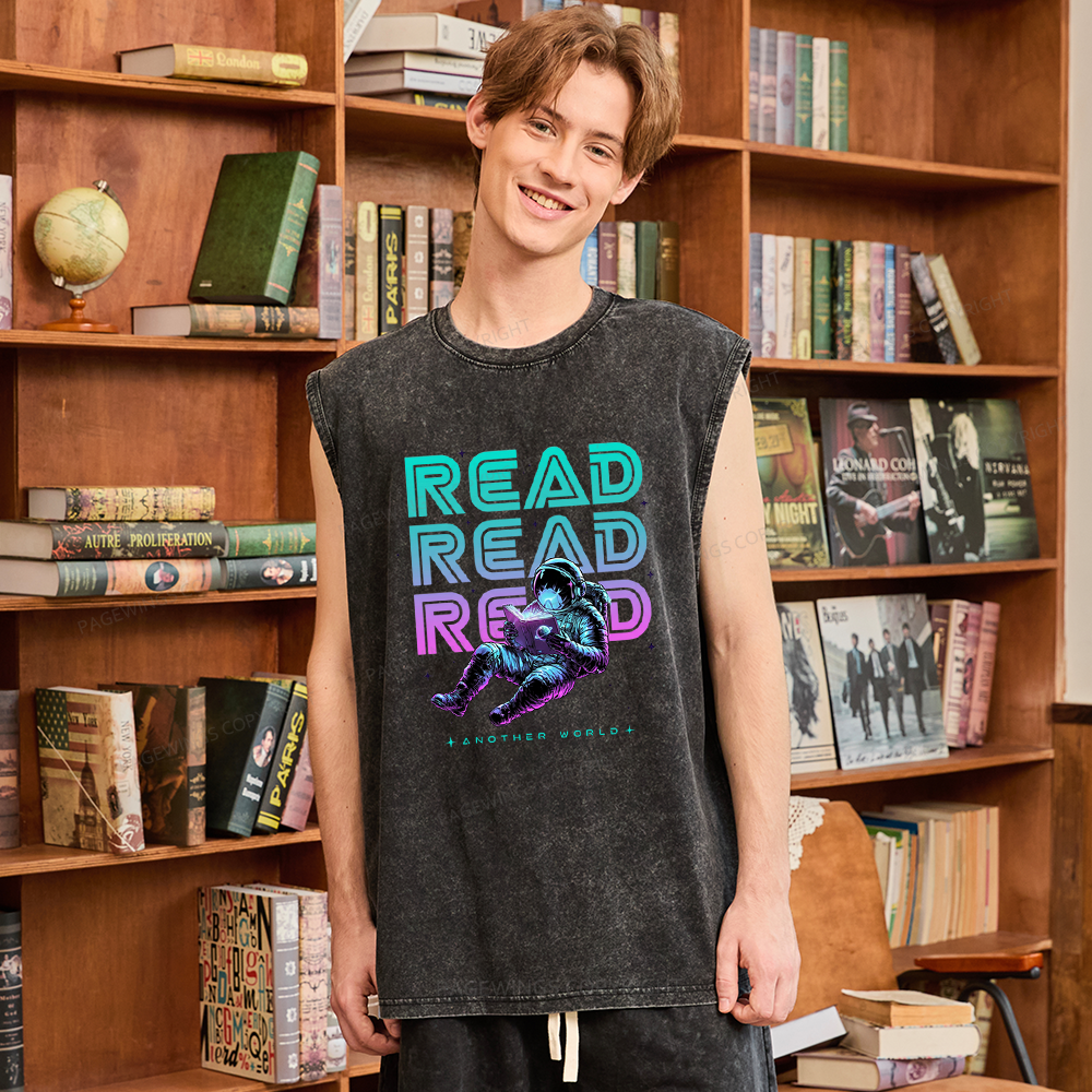 Pagewings Read Another World Unisex Washed Tank Top