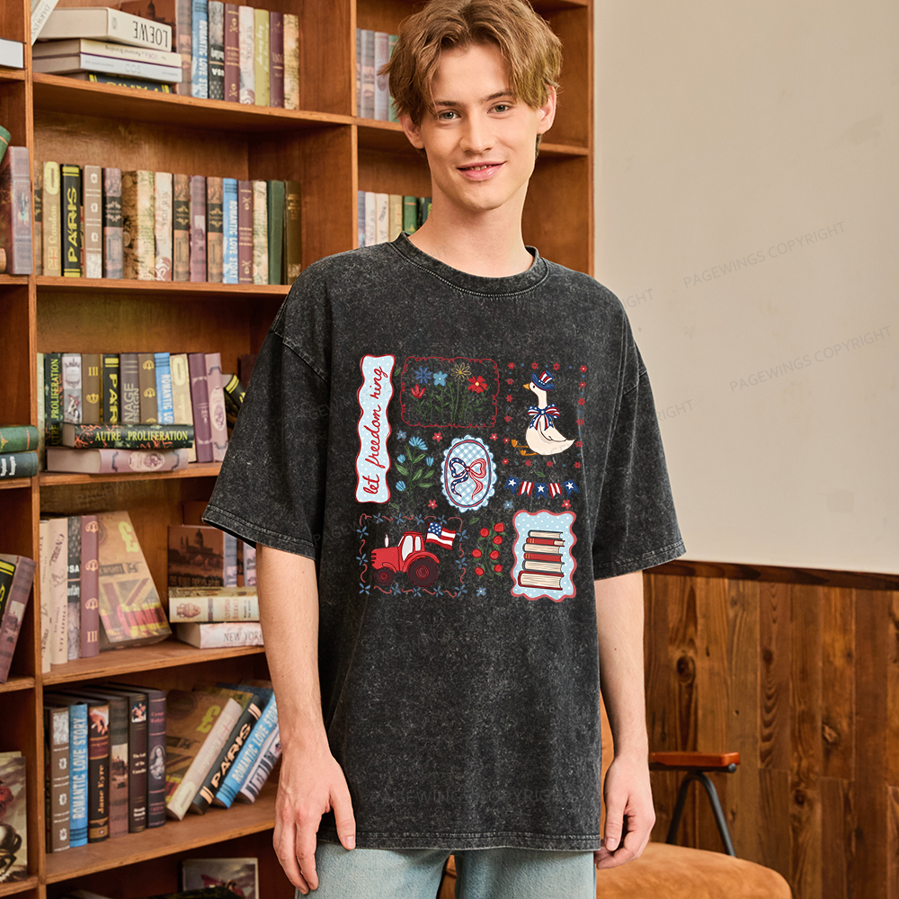 Pagewings Independence Day Unisex Washed T-shirt