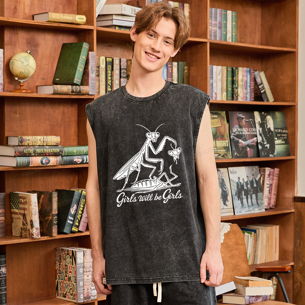 Pagewings Girls Will Be Girls Unisex Washed Tank Top