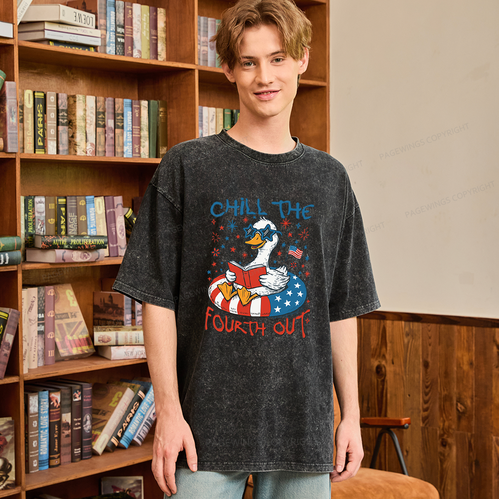 Pagewings Funny Patriotic Goose Unisex Washed T-shirt