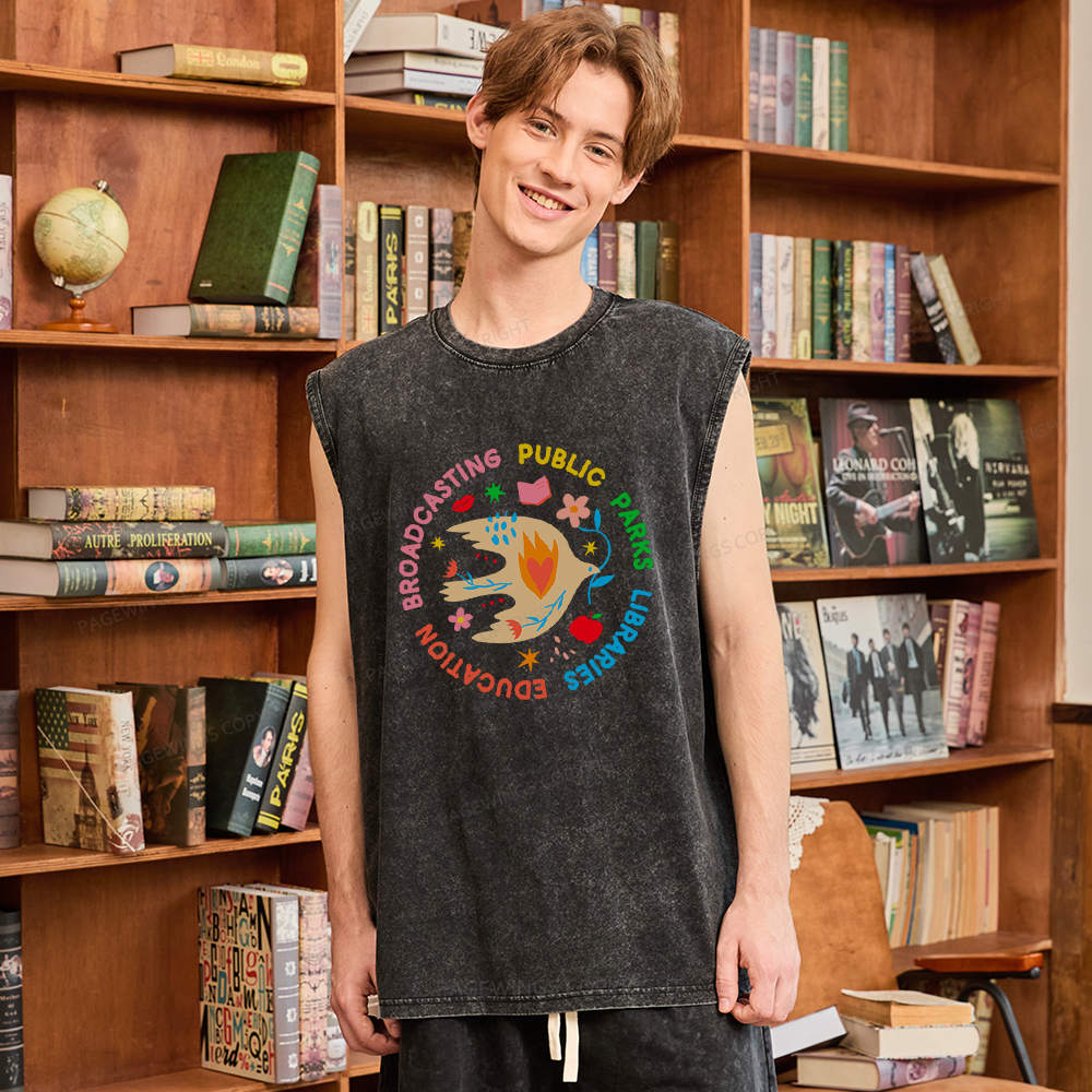 Pagewings Public Parks Libraries Unisex Washed Tank Top