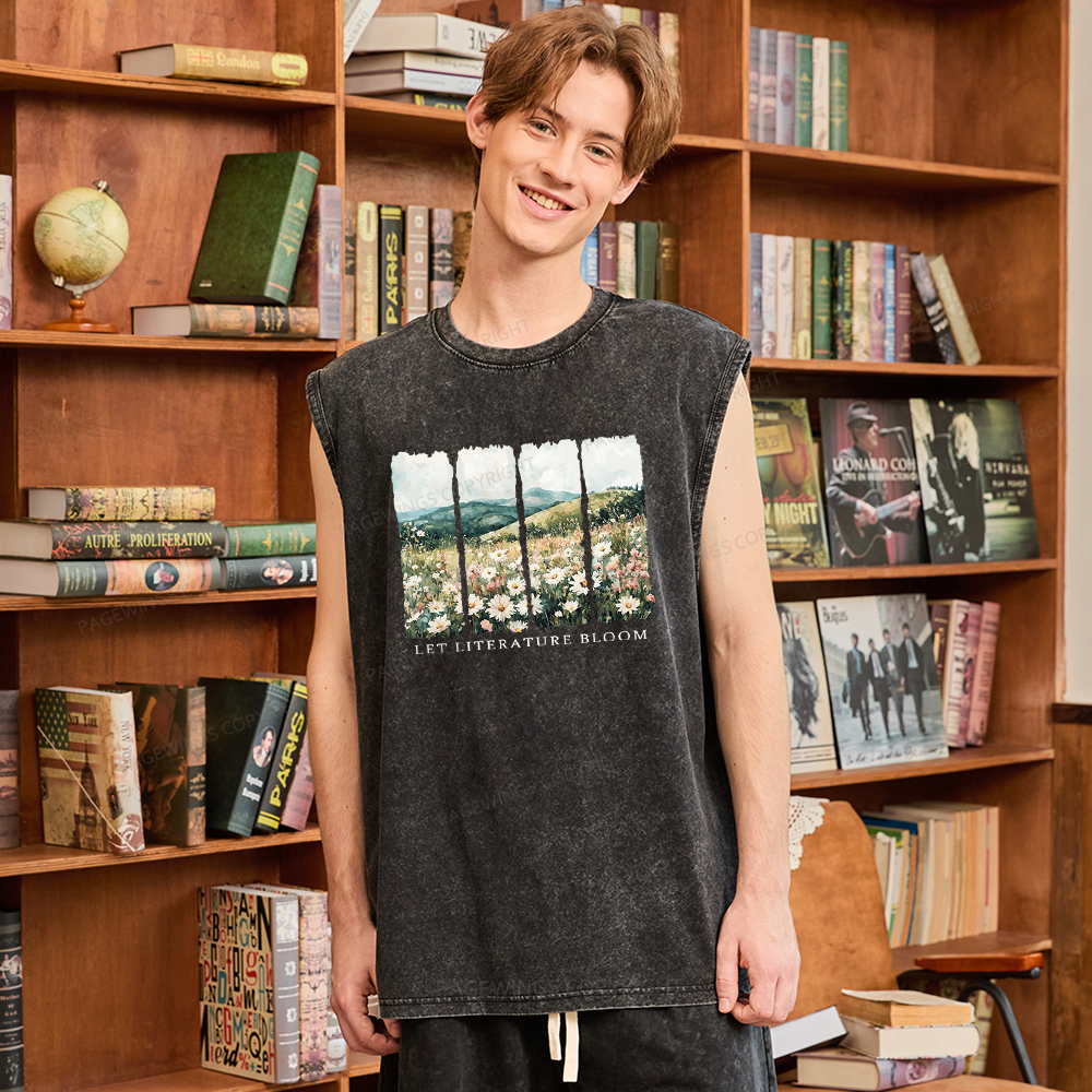 Pagewings Let Literature Bloom Unisex Washed Tank Top