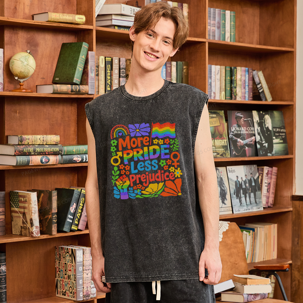 Pagewings More Pride Less Prejudice Unisex Washed Tank Top