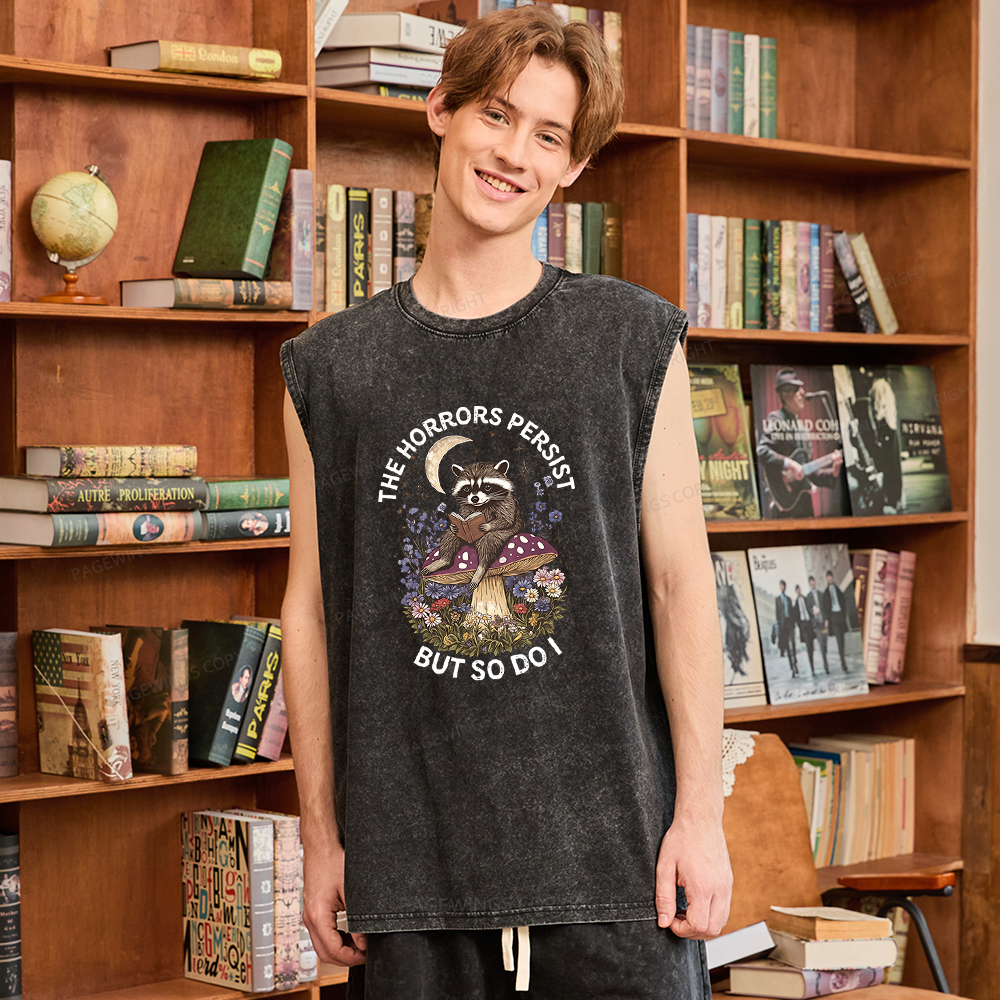 Pagewings The Horrors Persist But So Do I Unisex Washed Tank Top