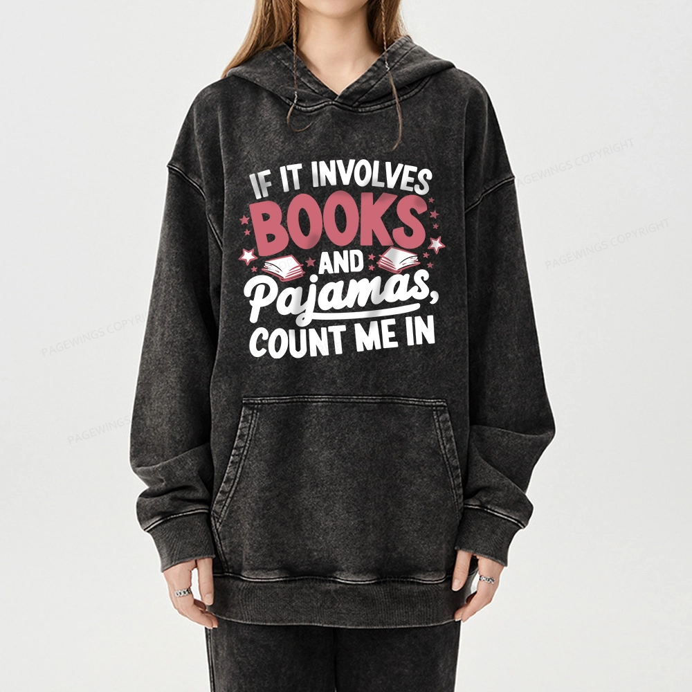 Pagewing Lover Funny Book Reading Unisex Washed Hoodie