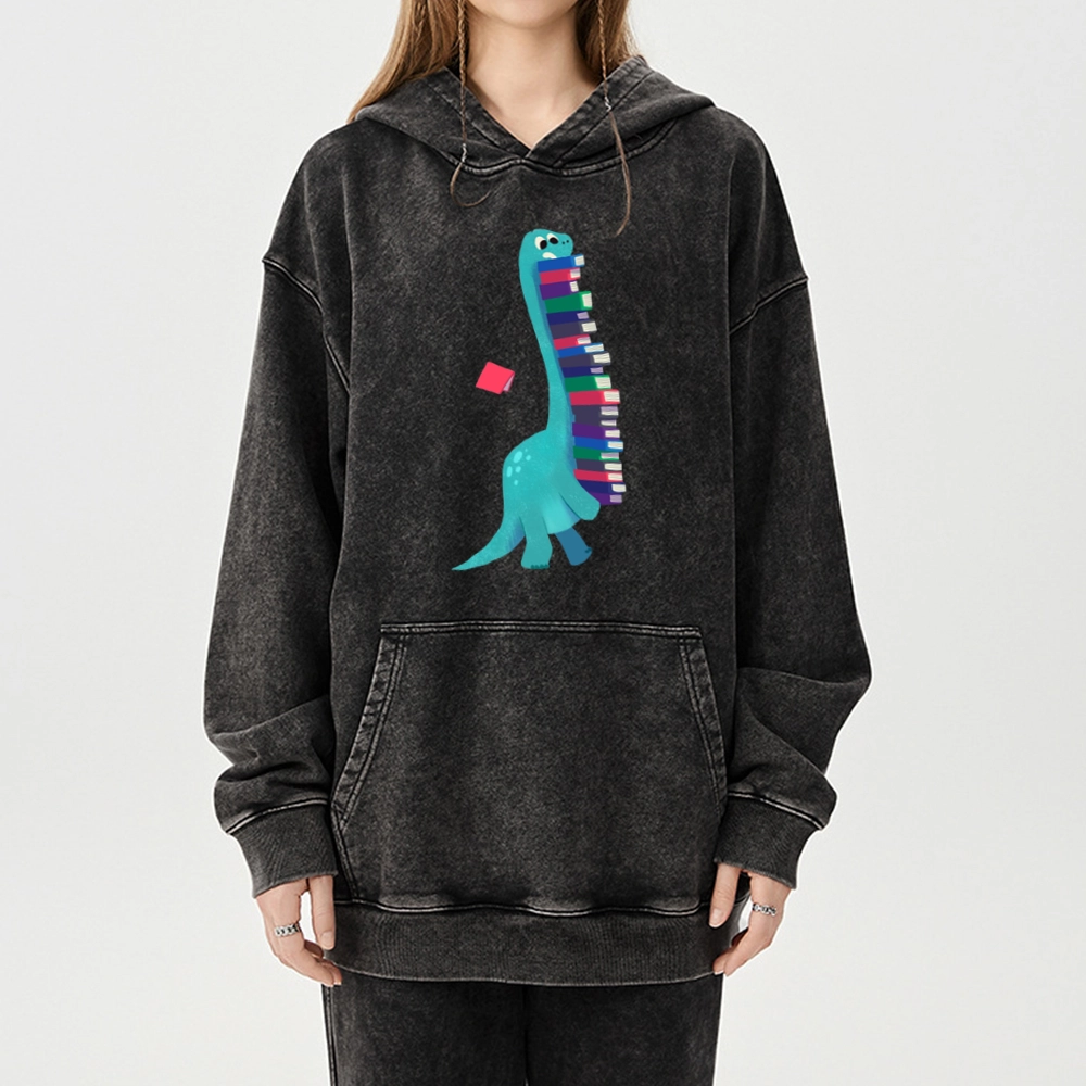 Pagewings Book Dinosaurs Unisex Washed Hoodie