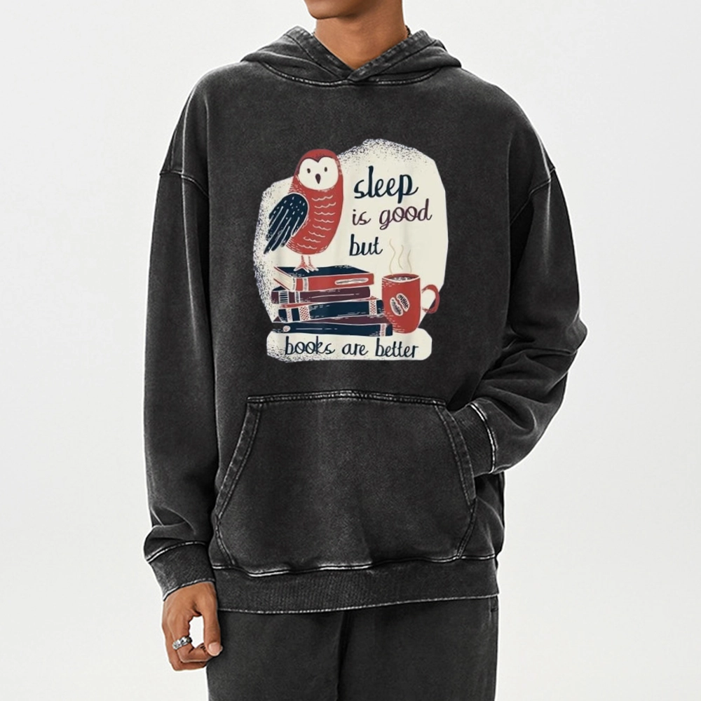 Pagewings Sleep is Good But Book is Better Unisex Washed Hoodie