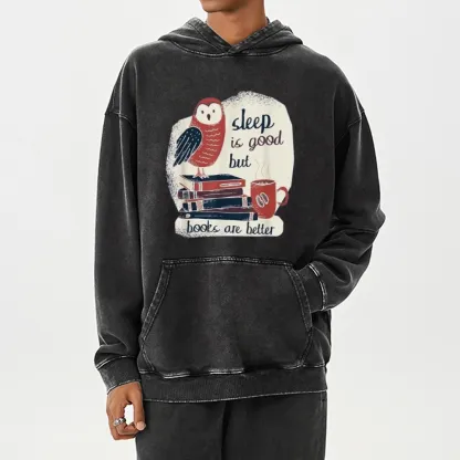 Pagewings Sleep is Good But Book is Better Unisex Washed Hoodie