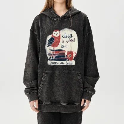 Pagewings Sleep is Good But Book is Better Unisex Washed Hoodie