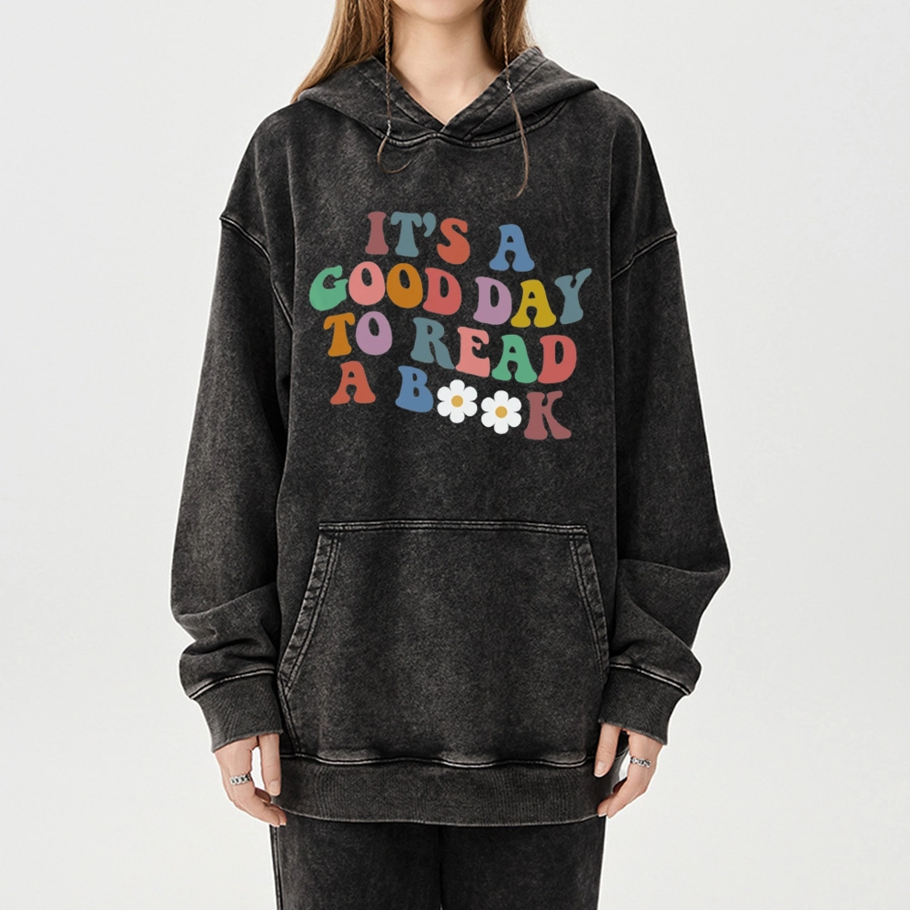 Pagewings It's A Good Day To Read A Book Unisex Washed Hoodie