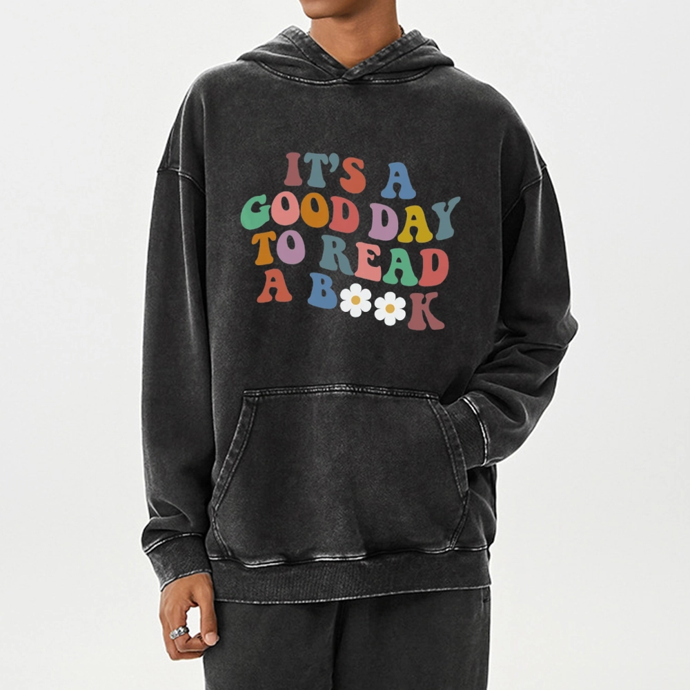 Pagewings It's A Good Day To Read A Book Unisex Washed Hoodie