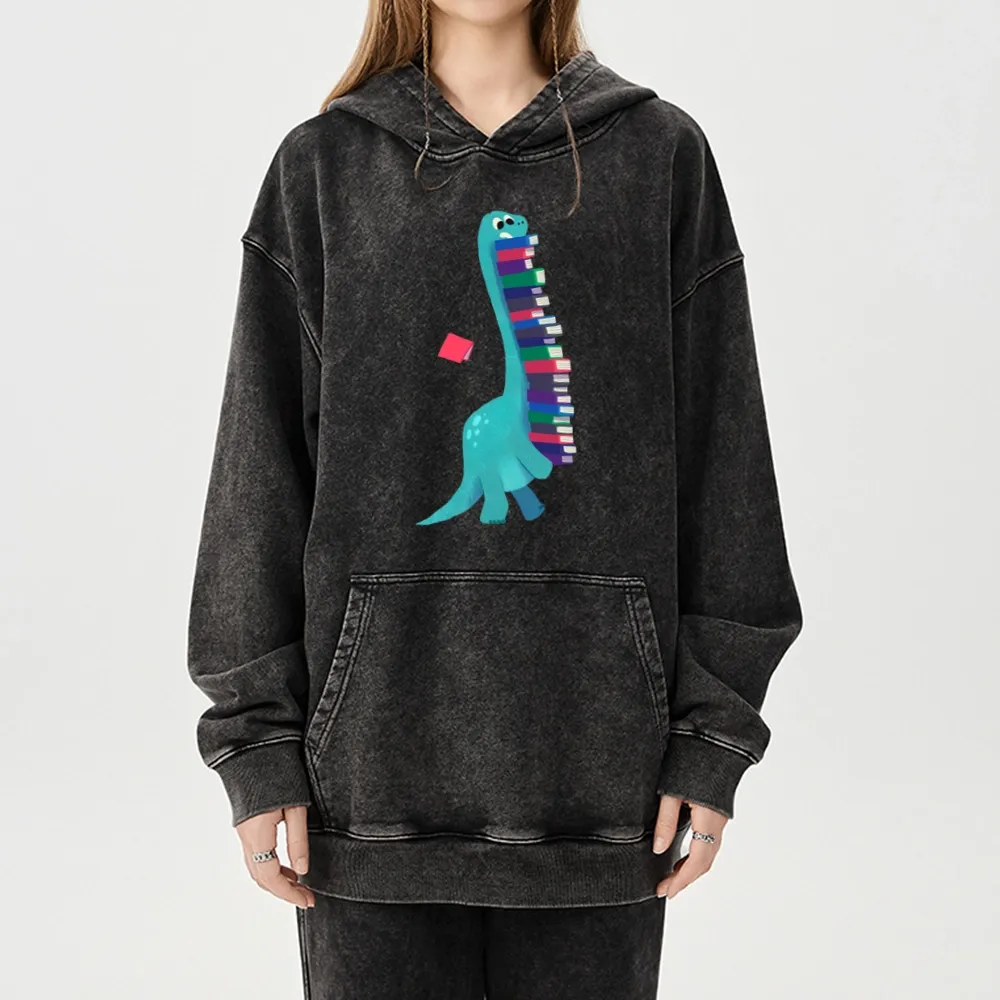 Pagewings Book Dinosaurs Unisex Washed Hoodie