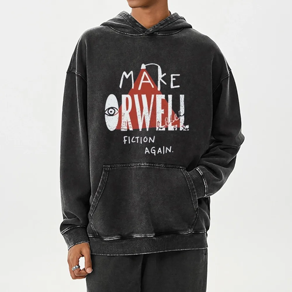 Pagewings Make Orwell Fiction Again Unisex Washed Hoodie