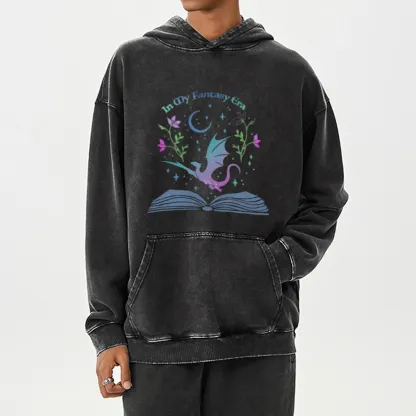 Pagewings In My Fantasy Book Era Unisex Washed Hoodie