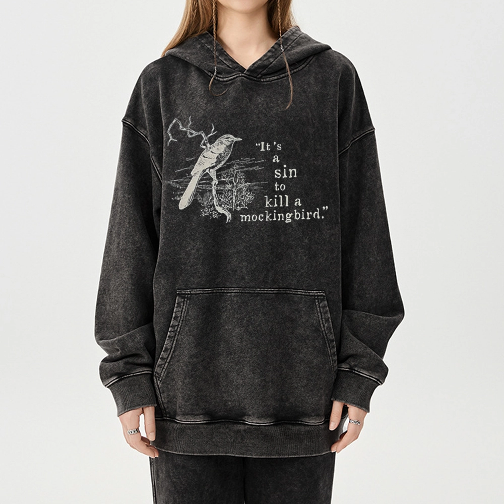 Pagewings It's A Sin To Kill a Mockingbird Unisex Washed Hoodie