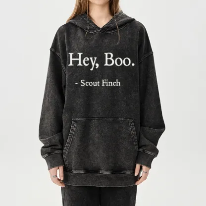 Pagewings HEY BOO Unisex Washed Hoodie