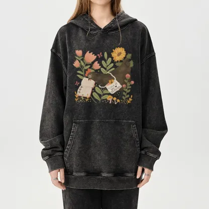 Pagewings Chicken Reading a Book Unisex Washed Hoodie