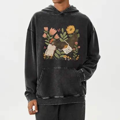 Pagewings Chicken Reading a Book Unisex Washed Hoodie